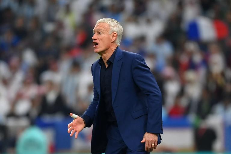 LUSAIL CITY, QATAR - DECEMBER 18: Didier Deschamps, Head Coach of France, reacts during the FIFA World Cup Qatar 2022 Final match between Argentina and France at Lusail Stadium on December 18, 2022 in Lusail City, Qatar. (Photo by Shaun Botterill - FIFA/FIFA via Getty Images)