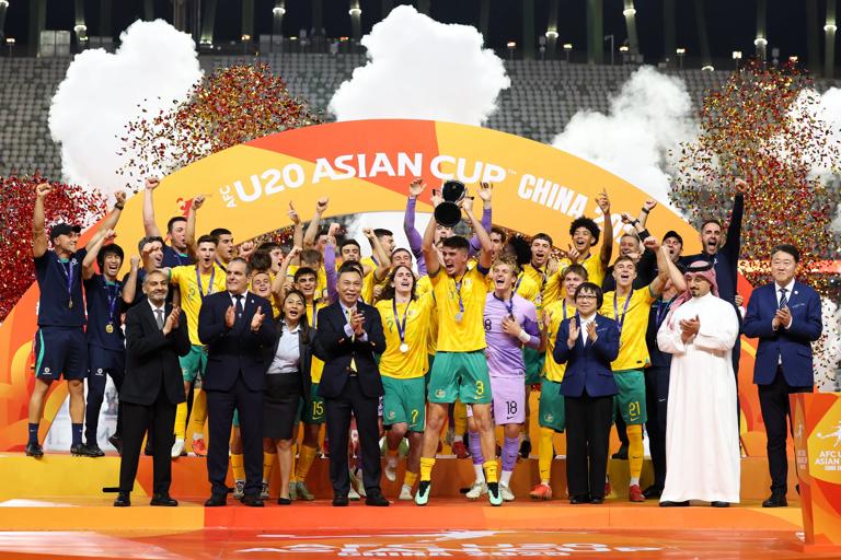 Australia on the podium, having won the 2025 AFC U-20 Asian Cup