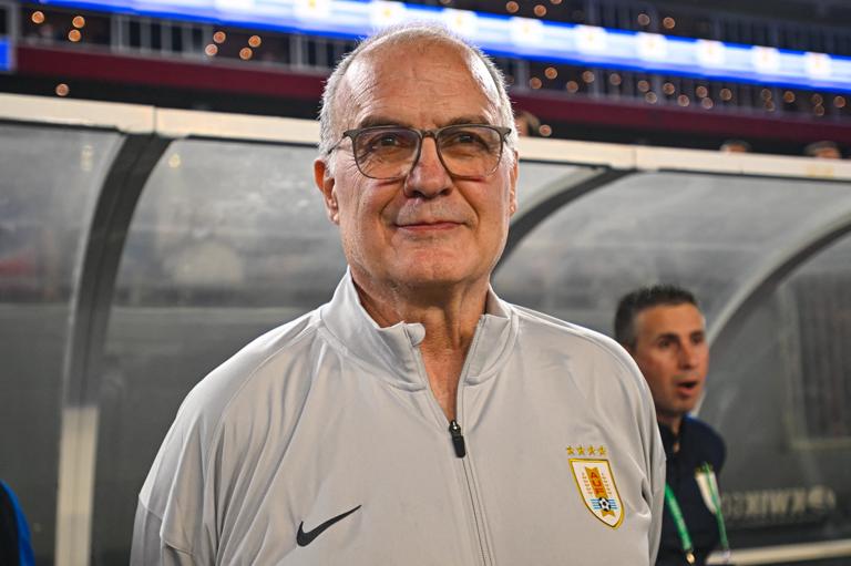 Uruguay's head coach Argentine Marcelo Bielsa watches from the sidelines the international friendly football match between USA and Uruguay at the Raymond James Stadium in Tampa, Florida on November 18, 2025. (Photo by Miguel J. Rodriguez Carrillo / AFP) (Photo by MIGUEL J. RODRIGUEZ CARRILLO/AFP via Getty Images)