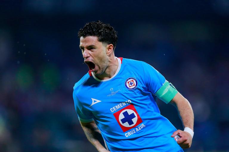 Jose Ignacio Rivero of Cruz Azul celebrates after scoring in the final between Cruz Azul and Whitecaps as part of the CONCACAF Champions Cup 2025
