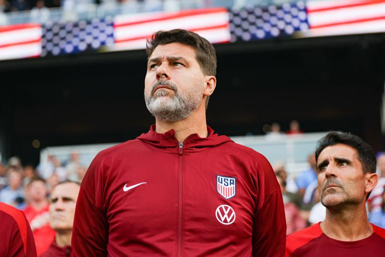NASHVILLE, TENNESSEE - JUNE 10: United States head coach Mauricio Pochettino along the sidelines prior to playing Switzerland during an international friendly at GEODIS Park on June 10, 2025 in Nashville, Tennessee. (Photo by John Dorton/ISI Photos/USSF/Getty Images)